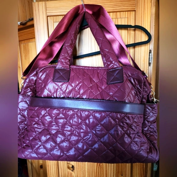 Quilted Burgundy Tote Bag - Picture 1 of 11